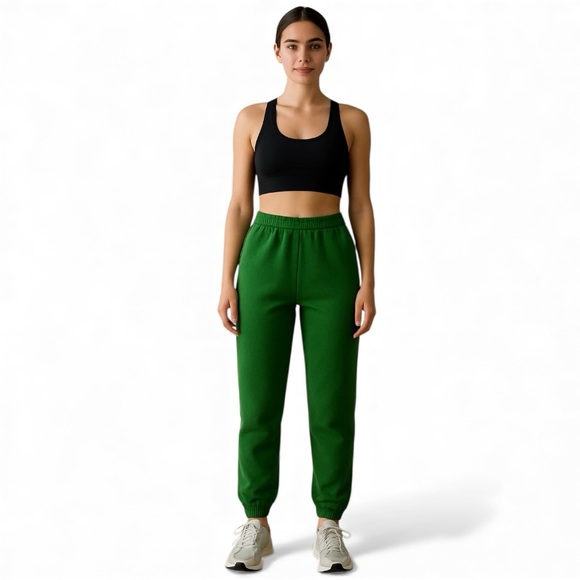 TNA Pants - Aritzia TNA Cozy Fleece Boyfriend Sweatpants Green Loungewear Joggers S Winter